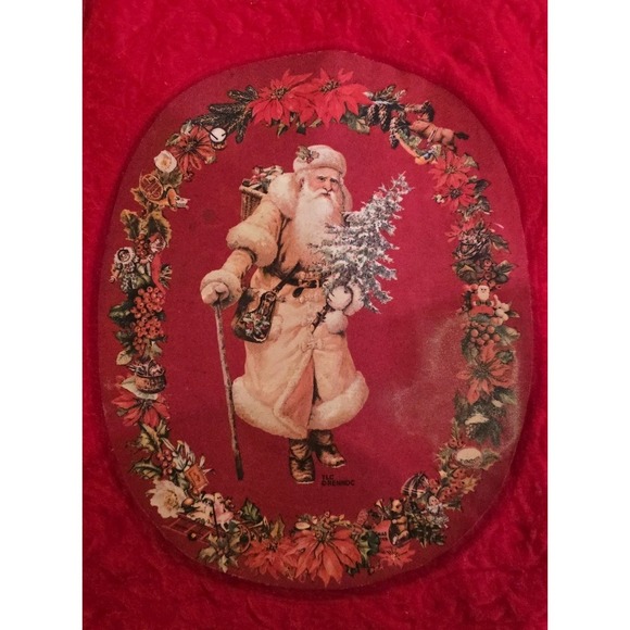 VTC TLC Grennock Santa Christmas Tree Skirt Red Felt 58" Oval Panels Cottagecor - Picture 5 of 10